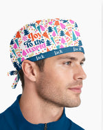 Personalized Name Joy To The World Christmas Tree Pattern Gift For Nurse Cap - Scrubloop