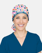 Personalized Name Joy To The World Christmas Tree Pattern Gift For Nurse Cap - Scrubloop