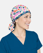 Personalized Name Joy To The World Christmas Tree Pattern Gift For Nurse Cap - Scrubloop