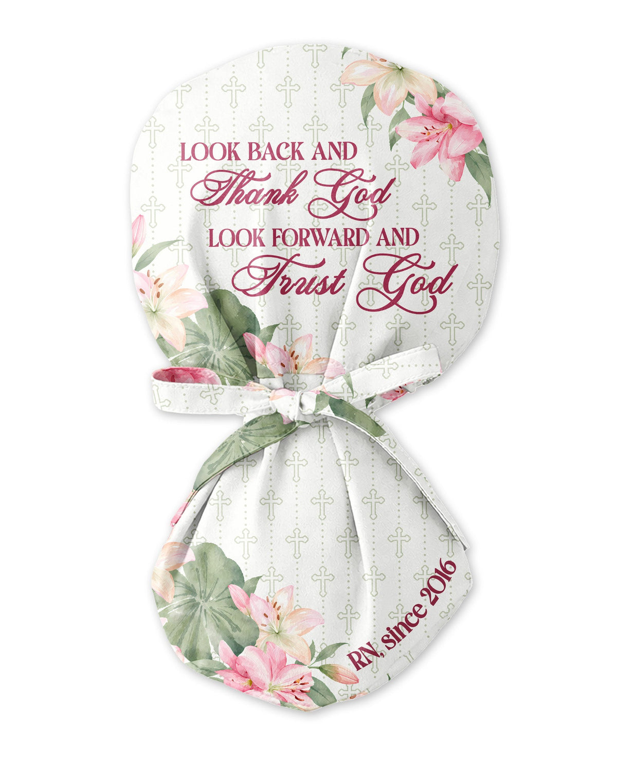 Personalized Name Look Back And Thank God Look Forward And Trust God Christian Gift For Nurse Cap - Scrubloop