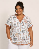 Personalized Name Nurse God Says I Am Bible Pattern Women's One-Pocket V-neck Scrub Top - Scrubloop