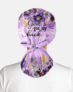 Personalized Name Nurse God's Got My Back Floral Pattern Cap - Scrubloop