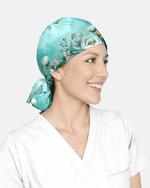 Personalized Name Nurse God's Got My Back Floral Pattern Premium Satin-Lined Scrub Cap - Scrubloop