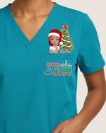 Personalized Name Santa's Favorite Nurse Christmas Gift For Nurse Top - Scrubloop