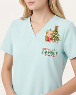 Personalized Name Santa's Favorite Nurse Christmas Gift For Nurse Top - Scrubloop