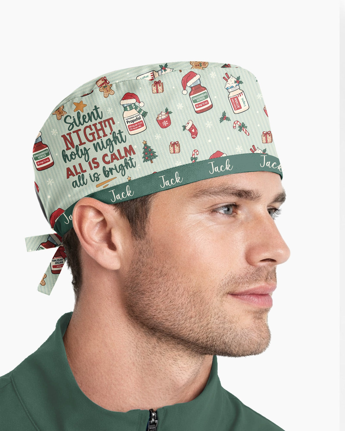Personalized Name Silent Night Holy Night Funny Christmas Gift For Nurse Cap - Scrubloop