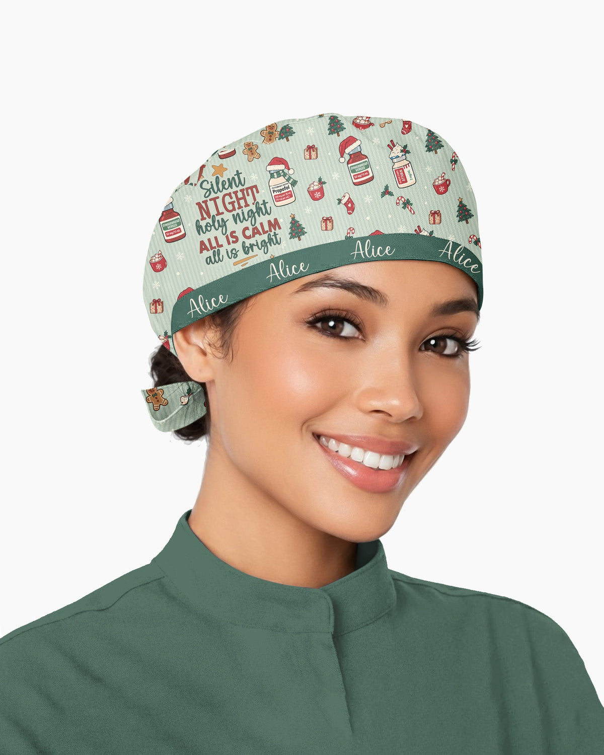Personalized Name Silent Night Holy Night Funny Christmas Gift For Nurse Cap - Scrubloop