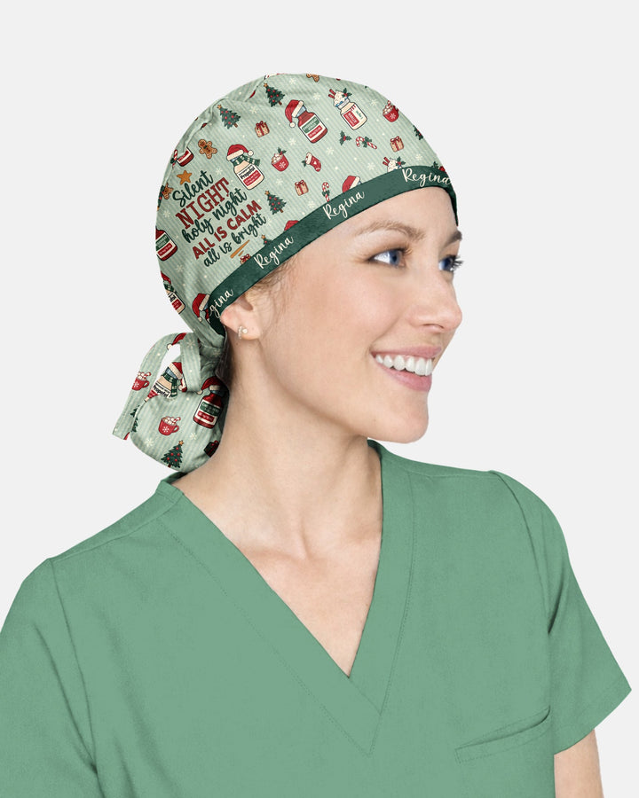 Personalized Name Silent Night Holy Night Funny Christmas Gift For Nurse Cap
