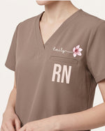 Personalized Name, Specialty And Birth Month Flower Top - Scrubloop