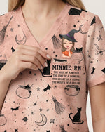 Personalized Name, Specialty And Character The Soul Of A Witch Halloween Gift For Nurse Top - Scrubloop