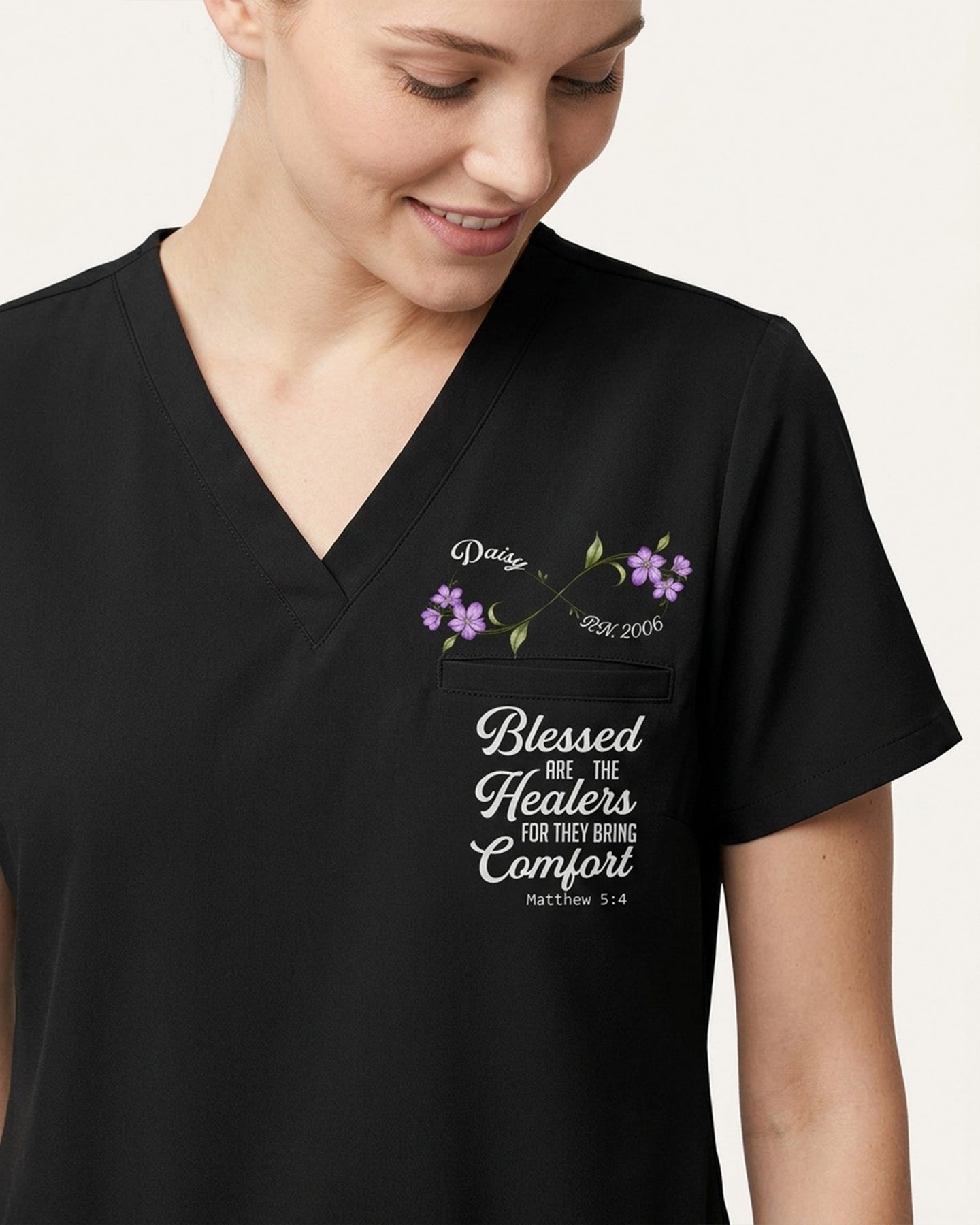 Personalized Name, Specialty And Year Nurse Blessed Are The Healers Top - Scrubloop