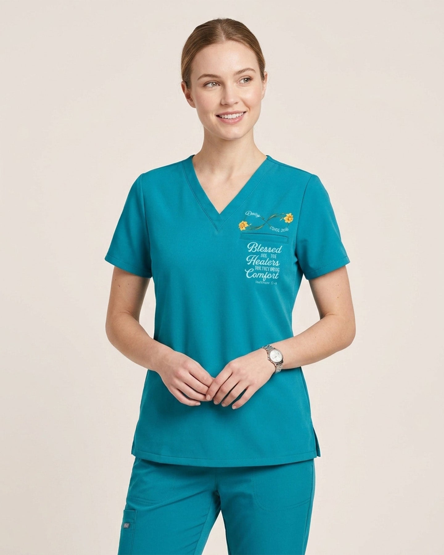Personalized Name, Specialty And Year Nurse Blessed Are The Healers Top - Scrubloop