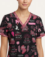Personalized Name The Lord Gives Me Strength Bible Quote Pattern Christian Nurse Top - Scrubloop
