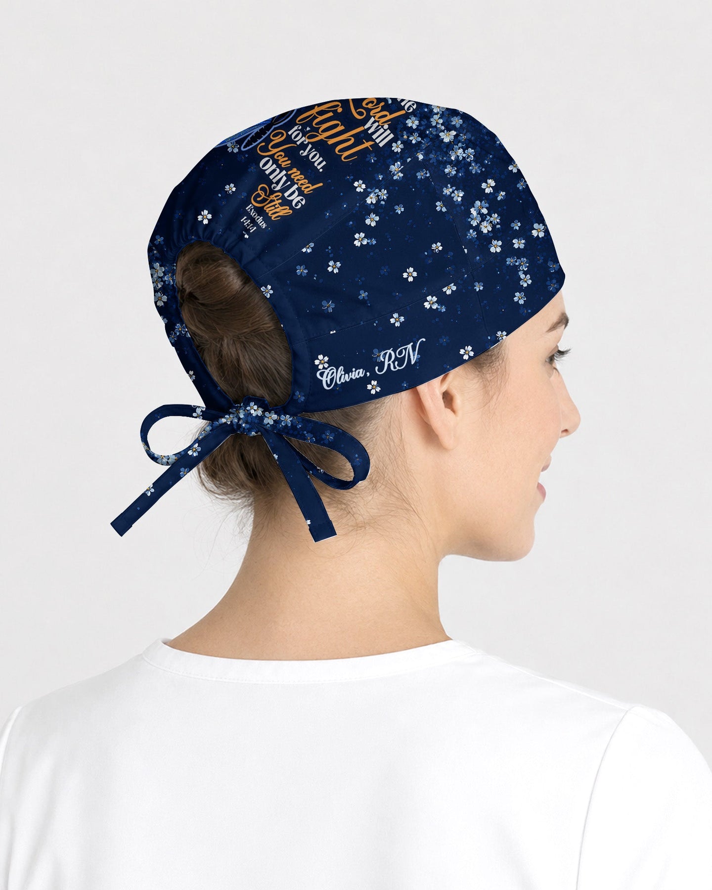 Personalized Name The Lord Will Fight For You Butterfly Christian Nurse Cap - Scrubloop
