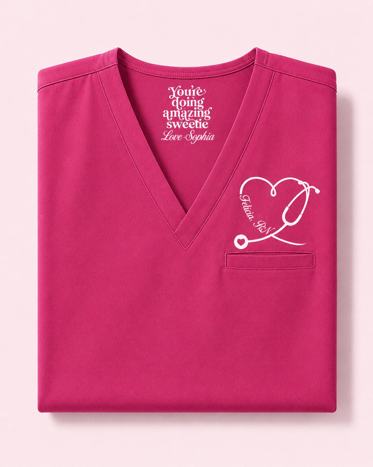 Personalized Name You Are Doing Amazing Sweetie Stethoscope Heart Gift For Nurse Nursing Student Top - Scrubloop