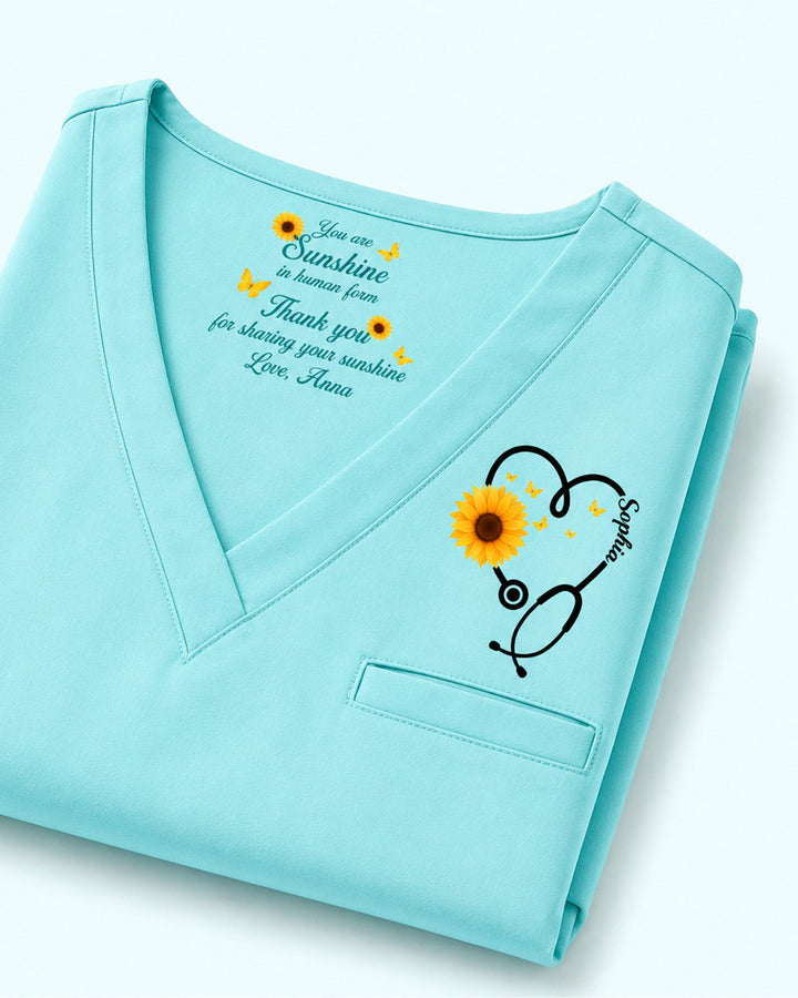 Personalized Name You Are Sunshine In Human Form Sunflower Gift For Nurse Colleague Top