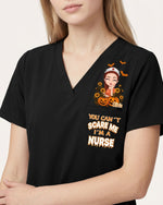 Personalized Name You Can't Scare Me I'm A Nurse Funny Halloween Gift For Nurse Top - Scrubloop