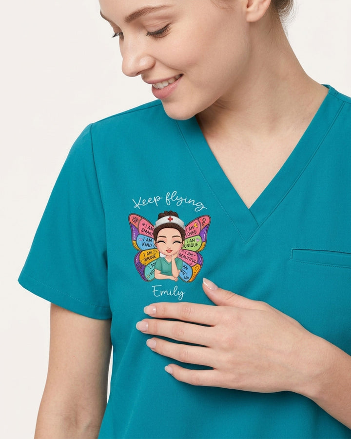 Personalized Nurse And Name Butterfly Keep Flying Top