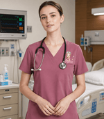 Personalized Nurse Daisy Flower Women's One-Pocket V-neck Scrub Top - Scrubloop
