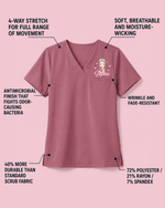 Personalized Nurse Daisy Flower Women's One-Pocket V-neck Scrub Top - Scrubloop