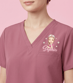 Personalized Nurse Daisy Flower Women's One-Pocket V-neck Scrub Top - Scrubloop