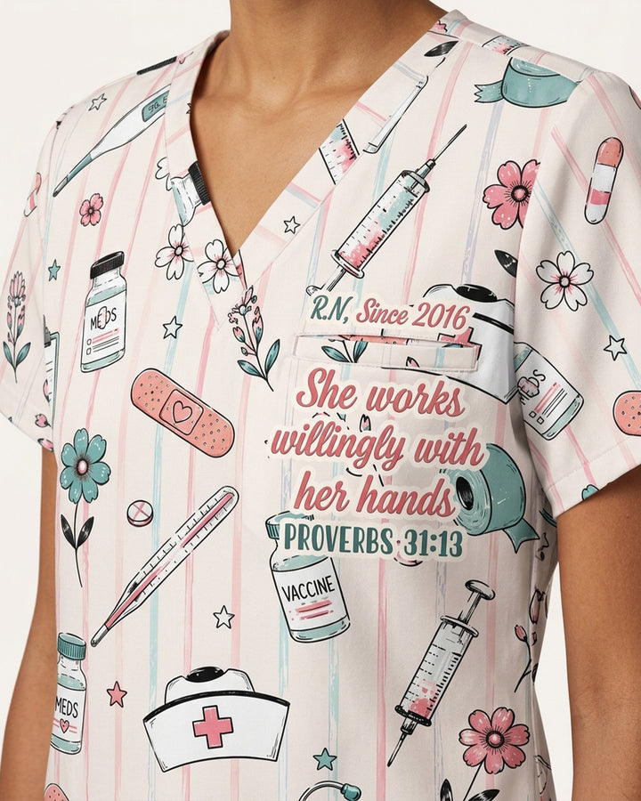 Personalized Nurse Job Title And Name Nurse God Is Within Her She Will Not Fall Christian Top