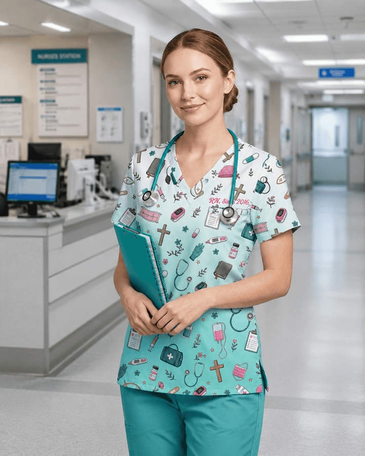 Personalized Nurse Job Title And Name Nurse She Works Willingly With Her Hands Christian Top