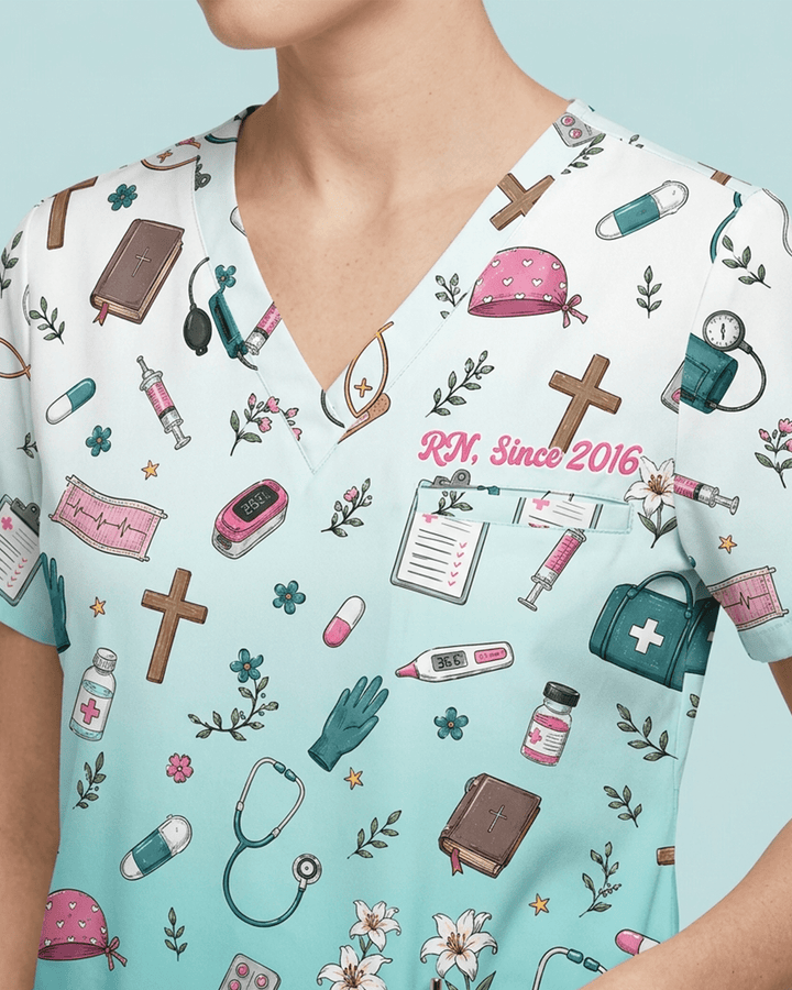 Personalized Nurse Job Title And Name Nurse She Works Willingly With Her Hands Christian Top