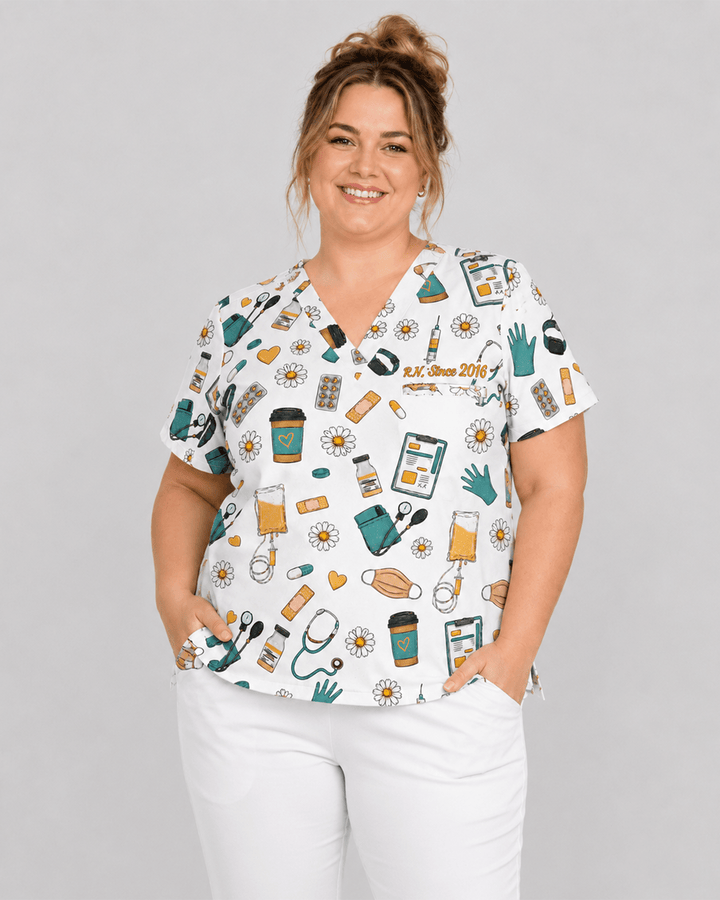 Personalized Nurse Job Title And Name Nurse Things Daisy Flower Pattern Top