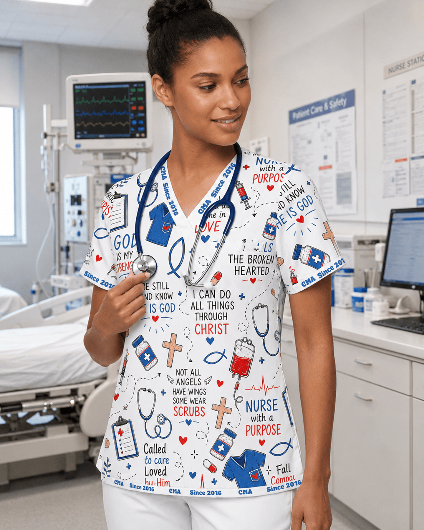 Personalized Nurse Job Title And Year Nurse Things Women's One-Pocket V-neck Scrub Top - Scrubloop