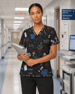 Personalized Nurse Job Title And Year Nurse Things Women's One-Pocket V-neck Scrub Top - Scrubloop