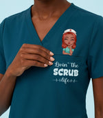 Personalized Nurse Livin' The Scrub Life Women's One-Pocket V-neck Scrub Top - Scrubloop