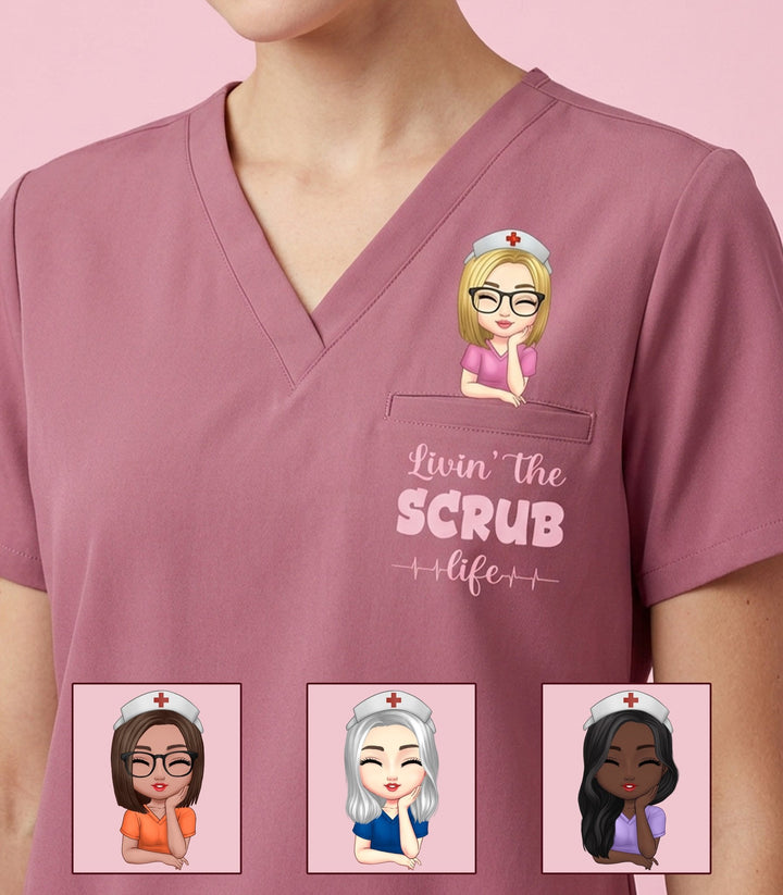 Personalized Nurse Livin' The Scrub Life Top