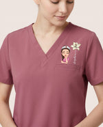 Personalized Nurse, Name And Birth Month Flower Women's One-Pocket V-neck Scrub Top - Scrubloop