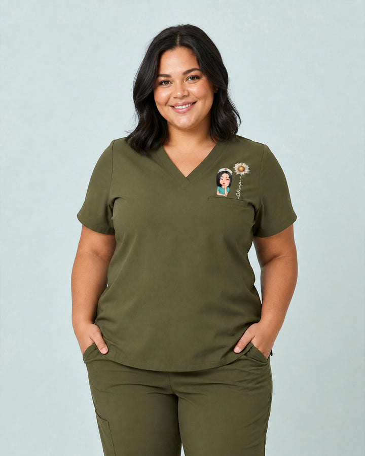 Personalized Nurse, Name And Birth Month Flower Top