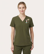 Personalized Nurse, Name And Birth Month Flower Women's One-Pocket V-neck Scrub Top - Scrubloop