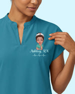 Personalized Nurse Specialty And Name Heartbeat Mandarin Top - Scrubloop