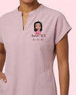 Personalized Nurse Specialty And Name Heartbeat Mandarin Top - Scrubloop