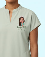 Personalized Nurse Specialty And Name Heartbeat Mandarin Top - Scrubloop