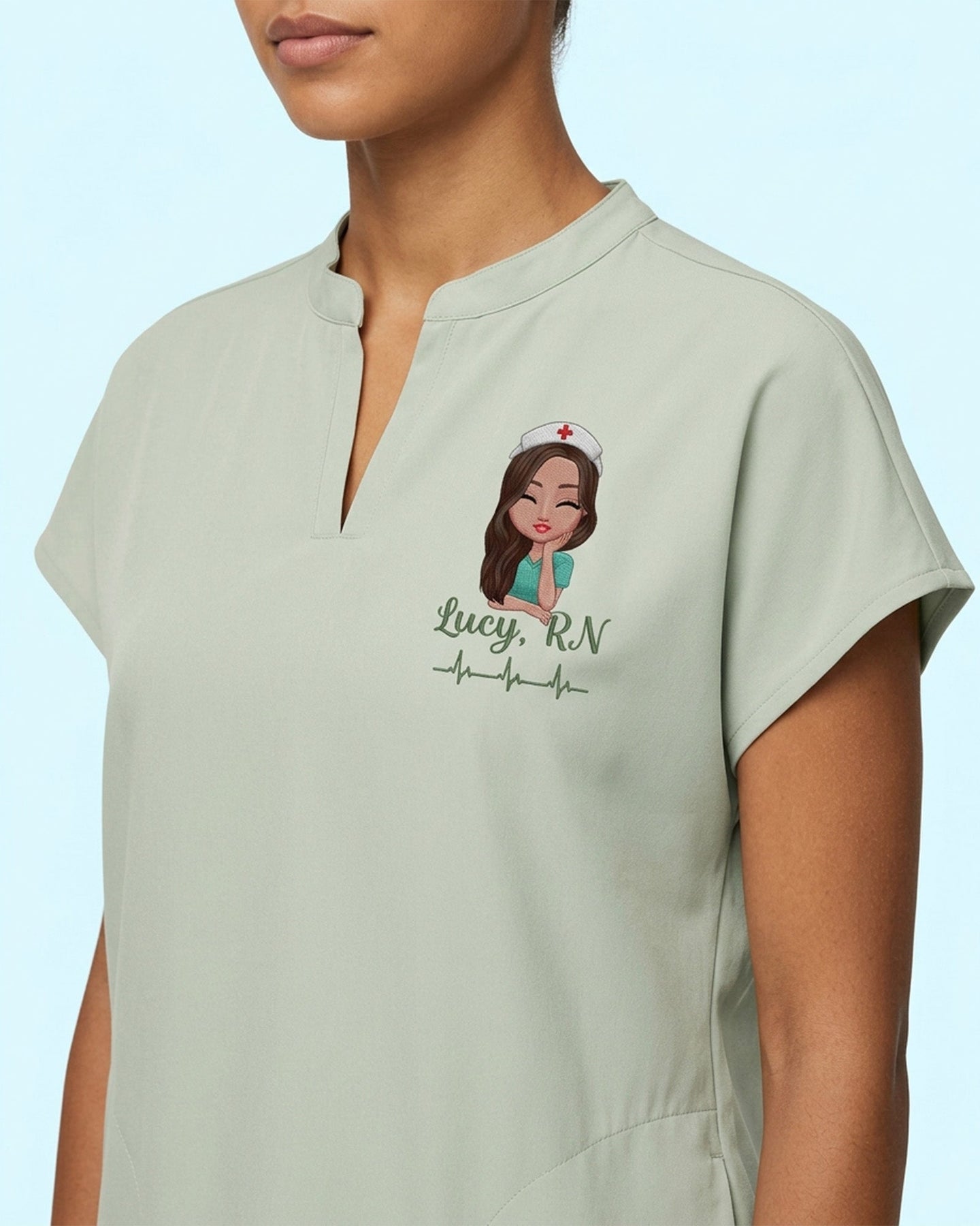Personalized Nurse Specialty And Name Heartbeat Mandarin Top - Scrubloop