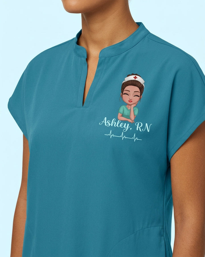 Personalized Nurse Specialty And Name Heartbeat Mandarin Top
