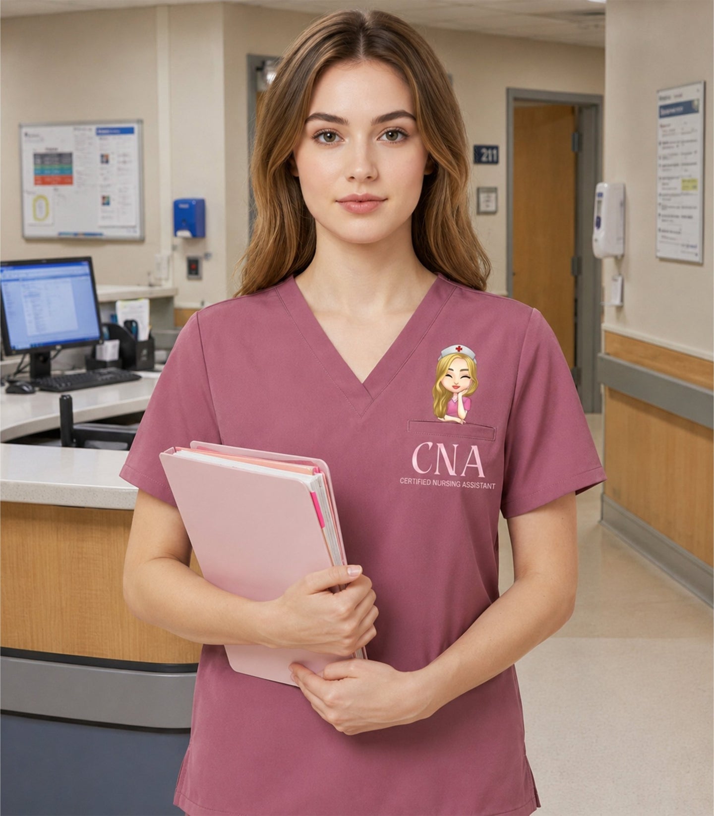 Personalized Nurse Title Women's One-Pocket V-neck Scrub Top - Scrubloop