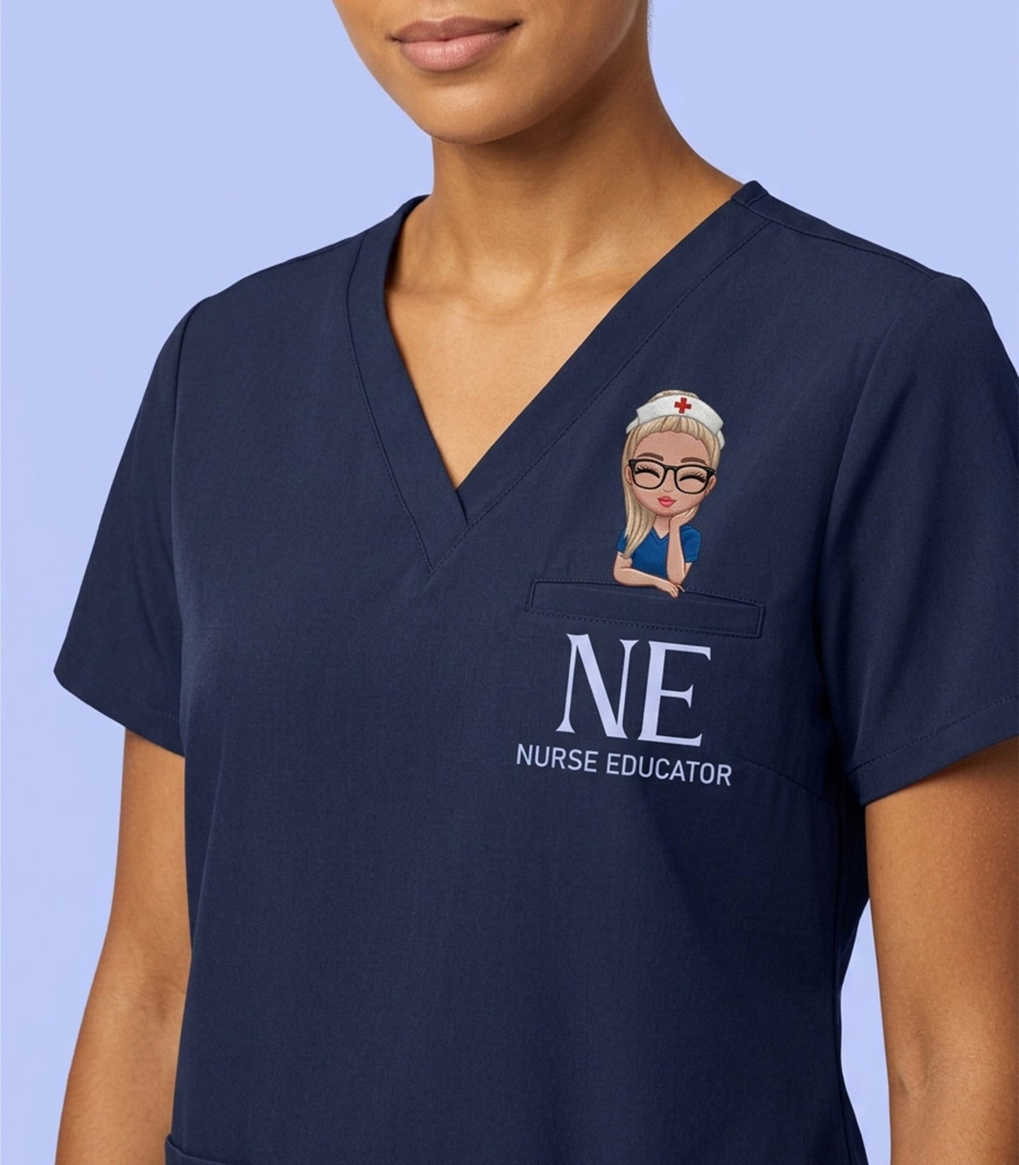 Personalized Nurse Title Women's One-Pocket V-neck Scrub Top - Scrubloop
