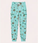 Personalized Pet Name Nurse Dog Mom Cat Mom Paw And Flower Pattern Jogger Pant - Scrubloop