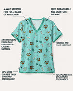 Personalized Pet Name Nurse Dog Mom Cat Mom Paw And Flower Pattern Women's One-Pocket V-neck Scrub Set - Scrubloop