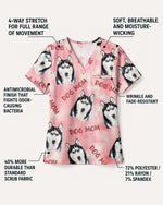 Personalized Pet Portrait And Text Nurse Dog Mom Cat Mom Women's One-Pocket V-neck Scrub Set - Scrubloop