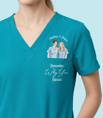 Personalized Photo And Names Nurse Remember Why You Started Women's One-Pocket V-neck Scrub Top - Scrubloop