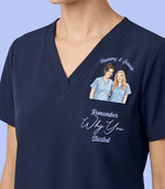 Personalized Photo And Names Nurse Remember Why You Started Women's One-Pocket V-neck Scrub Top - Scrubloop