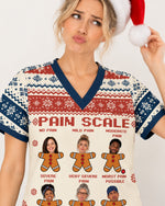 Personalized Photo Pain Scale Gingerbread Funny Christmas Gift For Nurse Coworker Top - Scrubloop