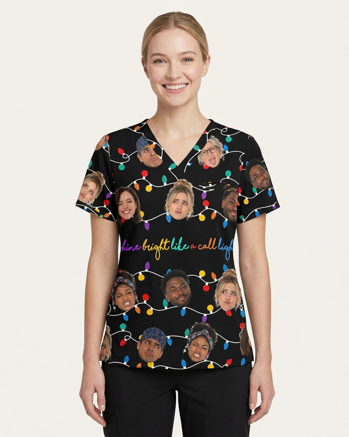 Personalized Photo Shine Bright Like A Call Light Funny Christmas Gift For Nurse Coworker Top